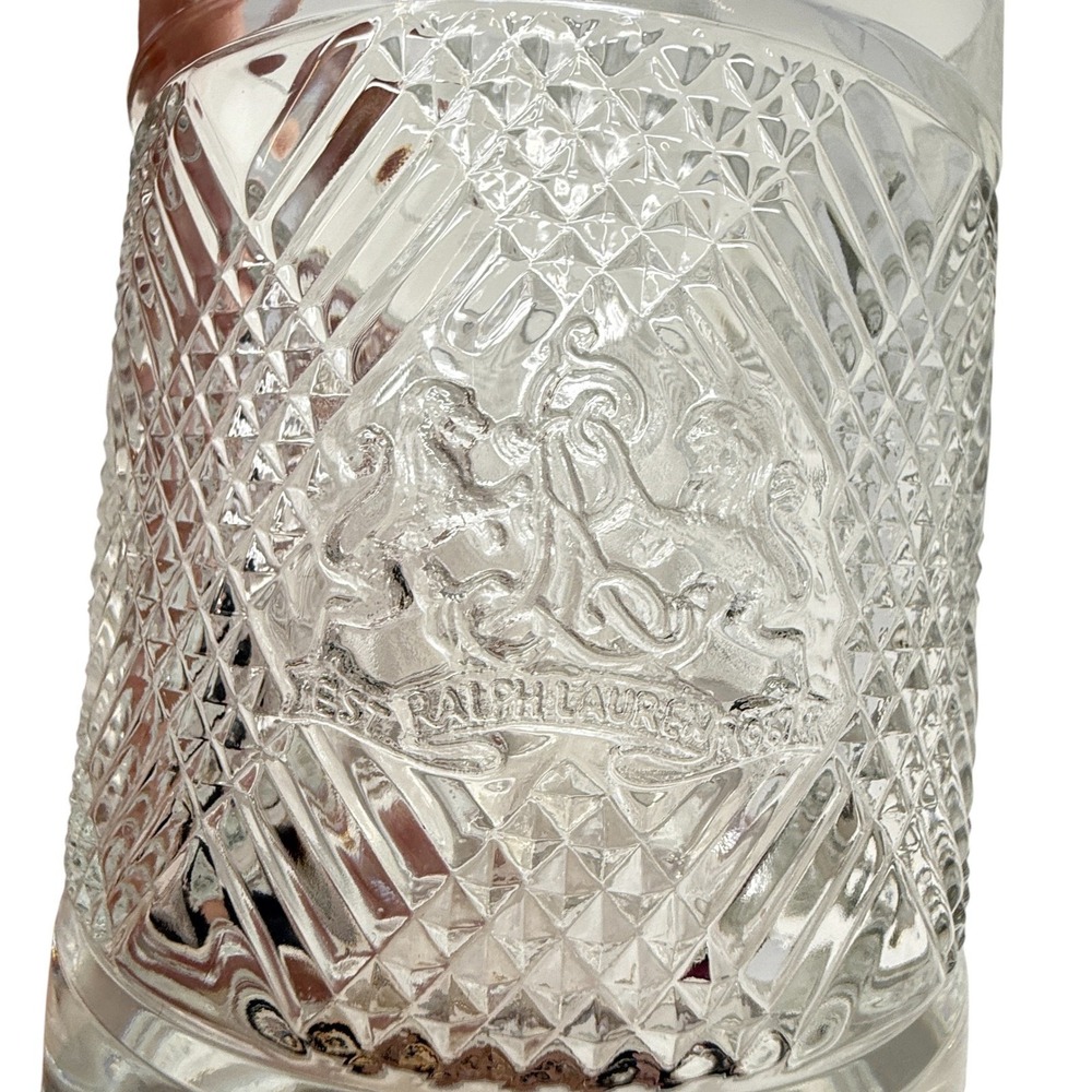 Vintage Ralph Lauren Argyle Plaid Double Old Fashioned Lion Cocktail Glasses Set - Picture 4 of 5